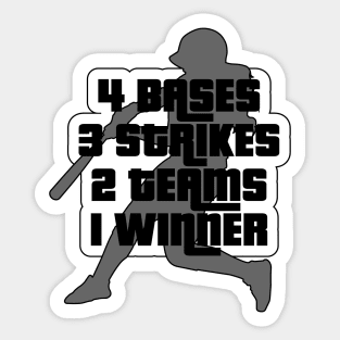 Softball 4 Bases 3 Strikes 2 Teams 1 Winner Sticker